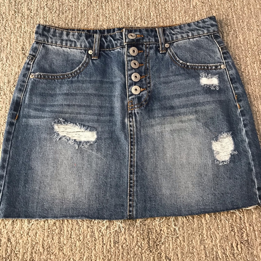 Distressed Jeans Mini Skirt